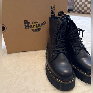 Dr. Martens Jadon Black Boots with Yellow Accents